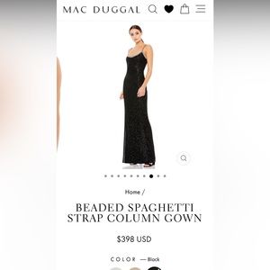 Mac Duggal Beaded Spaghetti Strap Column Gown -Size 0